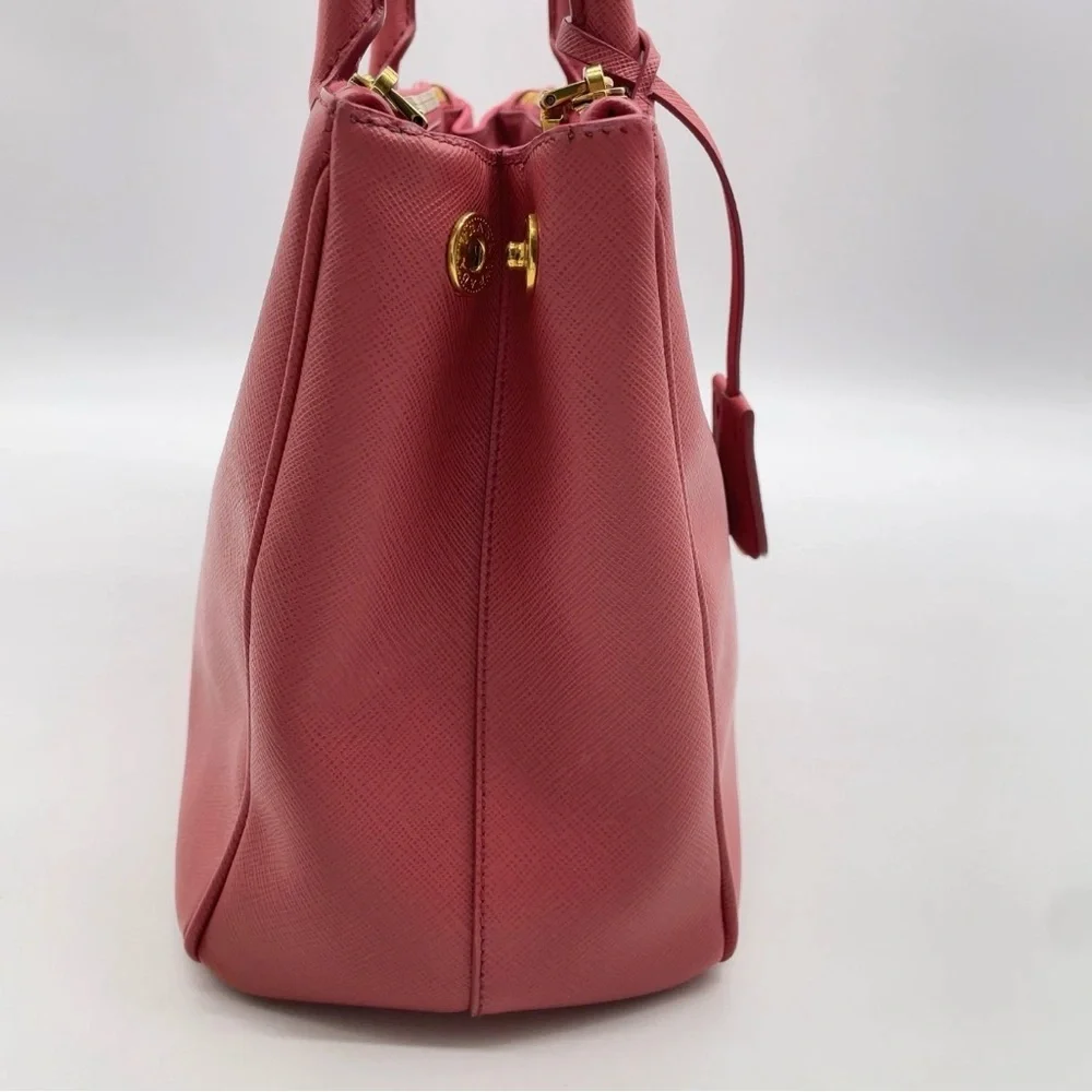 Prada Saffiano Galleria Leather Satchel Bag - Coral Pink